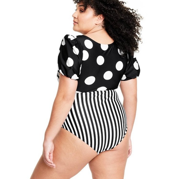 Tabitha Brown Striped Polka dot Bathing suit - Picture 2 of 4
